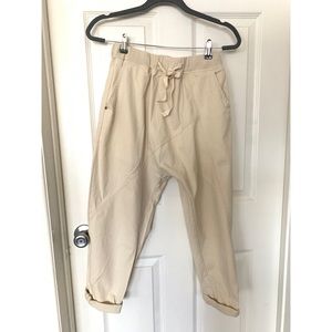 Drop crotch linen pants